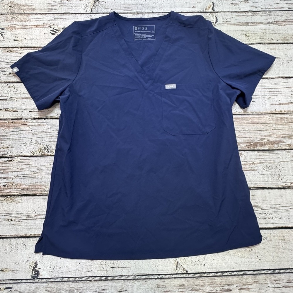 FIGS Technical Collection Womens Navy Blue V-Neck Scrub Top XL W21SW1025 Pocket